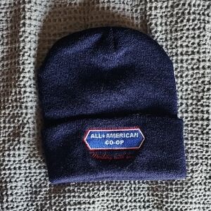 All American Co-op Navy Knit Beanie Cuffed Winter Hat Farm Ag Promo
